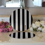 Realhomes Siyah Gri Düz Çizgiler Özel Tasarımlı Modern 2'li Yuvarlak Servis Altlığı - Supla Realhomes