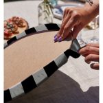 Realhomes Siyah Gri Düz Çizgiler Özel Tasarımlı Modern 2'li Yuvarlak Servis Altlığı - Supla Realhomes