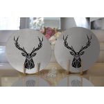 - Supla2li-6756-Gorsel2 - Realhomes Realhomes Gri Zeminde Geometrik Geyik Çizimli Modern 2'li Yuvarlak Servis Altlığı - Supla Realhomes