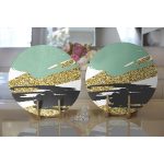 - Supla2li-7001-Gorsel2 - Realhomes Realhomes Gold Detaylı Modern Motifler Dijital Baskılı Modern 2'li Yuvarlak Servis Altlığı - Supla Realhomes