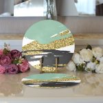 - Supla2li-7001-Gorsel3 - Realhomes Realhomes Gold Detaylı Modern Motifler Dijital Baskılı Modern 2'li Yuvarlak Servis Altlığı - Supla Realhomes