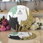 Realhomes Kafes Ve Kuş Motifli Gold Modern Motifler 2'li Yuvarlak Servis Altlığı - Supla Realhomes