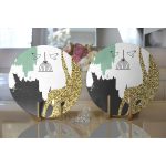 Realhomes Kafes Ve Kuş Motifli Gold Modern Motifler 2'li Yuvarlak Servis Altlığı - Supla Realhomes