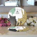 Realhomes Kafes Ve Kuş Motifli Gold Modern Motifler 2'li Yuvarlak Servis Altlığı - Supla Realhomes