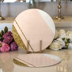 - Supla2li-7006-Gorsel1 - Realhomes Realhomes Pembe Krem Gold Motifli Dijital Baskılı Modern 2'li Yuvarlak Servis Altlığı - Supla Realhomes