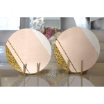 - Supla2li-7006-Gorsel2 - Realhomes Realhomes Pembe Krem Gold Motifli Dijital Baskılı Modern 2'li Yuvarlak Servis Altlığı - Supla Realhomes