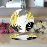 - Supla2li-7011-Gorsel3 - Realhomes Realhomes Mermer Zeminli Gold Ve Siyah Yapraklar Dijital Baskılı Modern 2'li Yuvarlak Servis Altlığı - Supla Realhomes