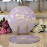 - Supla2li-7013-Gorsel1 - Realhomes Realhomes Mor Renkli Gradyan Desenli Dijital Baskılı Modern 2'li Yuvarlak Servis Altlığı - Supla Realhomes