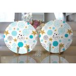 - Supla2li-7017-Gorsel2 - Realhomes Realhomes Beyaz Zeminde Mavi Puan Gold Yıldızlı Dijital Baskılı Modern 2'li Yuvarlak Servis Altlığı - Supla Realhomes