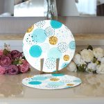 - Supla2li-7018-Gorsel3 - Realhomes Realhomes Beyaz Zeminde Mavi Gold Puanlı Dijital Baskılı Modern 2'li Yuvarlak Servis Altlığı - Supla Realhomes