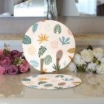 - Supla2li-7020-Gorsel3 - Realhomes Realhomes Ekru Zeminli Yaprak Motifler Dijital Baskılı Modern 2'li Yuvarlak Servis Altlığı - Supla Realhomes