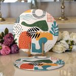 - Supla2li-7021-Gorsel1 - Realhomes Realhomes Ekru Zeminde Sanatsal Motifler Dijital Baskılı Modern 2'li Yuvarlak Servis Altlığı - Supla Realhomes