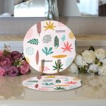 - Supla2li-7022-Gorsel3 - Realhomes Realhomes Renkli Amazon Yapraklı Motifler Dijital Baskılı Modern 2'li Yuvarlak Servis Altlığı - Supla Realhomes