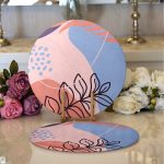 - Supla2li-7025-Gorsel1 - Realhomes  Realhomes Soyut Rengarenk Zeminde Bohem Çiçek Motifli Dijital Baskılı Modern 2'li Yuvarlak Servis Altlığı - Supla Realhomes