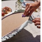 Realhomes Beyaz Zeminde Suluboya Devetabanı Yaprak Motifli Modern 2'li Yuvarlak Servis Altlığı - Supla Realhomes