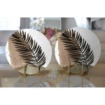 - Supla2li-7029-Gorsel2 - Realhomes Realhomes Beyaz Zemin Minimal Yaprak Desenli Dijital Baskılı Modern 2'li Yuvarlak Servis Altlığı - Supla Realhomes