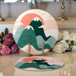 Realhomes Renkli Dağ Desenli Dijital Baskılı Modern 2'li Yuvarlak Servis Altlığı - Supla Realhomes