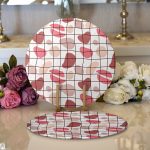 Realhomes Renkli Bohem Zeminli Kare Çizgiler Dijital Baskılı Modern 2'li Yuvarlak Servis Altlığı - Supla Realhomes