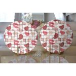 Realhomes Renkli Bohem Zeminli Kare Çizgiler Dijital Baskılı Modern 2'li Yuvarlak Servis Altlığı - Supla Realhomes