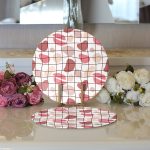 Realhomes Renkli Bohem Zeminli Kare Çizgiler Dijital Baskılı Modern 2'li Yuvarlak Servis Altlığı - Supla Realhomes