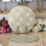 - Supla2li-7040-Gorsel1 - Realhomes Realhomes Vizon Zeminde Deniz Salyangozu Motifli Dijital Baskılı Modern 2'li Yuvarlak Servis Altlığı - Supla Realhomes