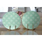 Realhomes Yeşil Zeminde Krem Deniz Yıldızı Tasarımlı Dijital Baskılı Modern 2'li Yuvarlak Servis Altlığı - Supla Realhomes