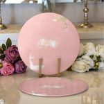 - Supla2li-7043-Gorsel1 - Realhomes Realhomes Pudra Zeminde Gold Ve Beyaz Detaylı Dijital Baskılı Modern 2'li Yuvarlak Servis Altlığı - Supla Realhomes