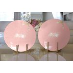 - Supla2li-7043-Gorsel2 - Realhomes Realhomes Pudra Zeminde Gold Ve Beyaz Detaylı Dijital Baskılı Modern 2'li Yuvarlak Servis Altlığı - Supla Realhomes