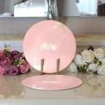 - Supla2li-7043-Gorsel3 - Realhomes Realhomes Pudra Zeminde Gold Ve Beyaz Detaylı Dijital Baskılı Modern 2'li Yuvarlak Servis Altlığı - Supla Realhomes