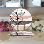 - Supla2li-7055-Gorsel3 - Realhomes Realhomes Onedraw Motifli Çiçek Dijital Baskılı Modern 2'li Yuvarlak Servis Altlığı - Supla Realhomes