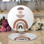 - Supla2li-7056-Gorsel1 - Realhomes Realhomes Geometrik Çizimli Soyut Renkler Dijital Baskılı Modern 2'li Yuvarlak Servis Altlığı - Supla Realhomes