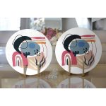 - Supla2li-7060-Gorsel2 - Realhomes Realhomes Estetik Tasarımlı Geometrik Şekiller Dijital Baskılı Modern 2'li Yuvarlak Servis Altlığı - Supla Realhomes