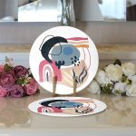 - Supla2li-7060-Gorsel3 - Realhomes Realhomes Estetik Tasarımlı Geometrik Şekiller Dijital Baskılı Modern 2'li Yuvarlak Servis Altlığı - Supla Realhomes