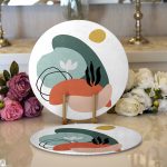 - Supla2li-7061-Gorsel1 - Realhomes Realhomes Estetik Tasarımlı Geometrik Şekiller Dijital Baskılı Modern 2'li Yuvarlak Servis Altlığı - Supla Realhomes