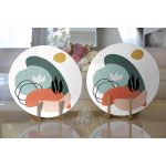 - Supla2li-7061-Gorsel2 - Realhomes Realhomes Estetik Tasarımlı Geometrik Şekiller Dijital Baskılı Modern 2'li Yuvarlak Servis Altlığı - Supla Realhomes