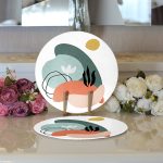 - Supla2li-7061-Gorsel3 - Realhomes Realhomes Estetik Tasarımlı Geometrik Şekiller Dijital Baskılı Modern 2'li Yuvarlak Servis Altlığı - Supla Realhomes