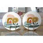 - Supla2li-7062-Gorsel2 - Realhomes  Realhomes Sanatsal Motifli Çiçek Detaylı Dijital Baskılı Modern 2'li Yuvarlak Servis Altlığı - Supla Realhomes