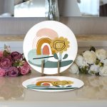 - Supla2li-7062-Gorsel3 - Realhomes  Realhomes Sanatsal Motifli Çiçek Detaylı Dijital Baskılı Modern 2'li Yuvarlak Servis Altlığı - Supla Realhomes