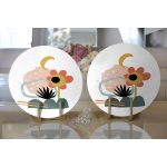 Realhomes Sanatsal Motifli Çiçek Detaylı Dijital Baskılı Modern 2'li Yuvarlak Servis Altlığı - Supla Realhomes