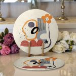 - Supla2li-7064-Gorsel1 - Realhomes Realhomes Sanatsal Motifli Çiçek Detaylı Dijital Baskılı Modern 2'li Yuvarlak Servis Altlığı - Supla Realhomes