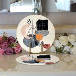 - Supla2li-7065-Gorsel3 - Realhomes  Realhomes Modern Tasarımlı Bohem Çizimli Dijital Baskılı Modern 2'li Yuvarlak Servis Altlığı - Supla Realhomes