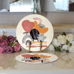 - Supla2li-7066-Gorsel3 - Realhomes Realhomes Modern Tasarımlı Bohem Çizimli Dijital Baskılı Modern 2'li Yuvarlak Servis Altlığı - Supla Realhomes