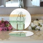 - Supla2li-7070-Gorsel3 - Realhomes Realhomes Pastel Renkli Zemin Üzerine Onedraw Yaprak Çizimli Modern 2'li Yuvarlak Servis Altlığı - Supla Realhomes