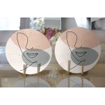 - Supla2li-7075-Gorsel2 - Realhomes Realhomes Pastel Renkli Zemin Üzerine Onedraw Çizimli Dijital Baskılı Modern 2'li Yuvarlak Servis Altlığı - Supla Realhomes