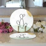 - Supla2li-7080-Gorsel3 - Realhomes Realhomes Soft Renkli Onedraw Çizimli Dijital Baskılı Modern 2'li Yuvarlak Servis Altlığı - Supla Realhomes