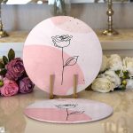 - Supla2li-7084-Gorsel1 - Realhomes Realhomes Pastel Renkli Onedraw Gül Resimli Dijital Baskılı Modern 2'li Yuvarlak Servis Altlığı - Supla Realhomes