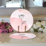 - Supla2li-7084-Gorsel3 - Realhomes Realhomes Pastel Renkli Onedraw Gül Resimli Dijital Baskılı Modern 2'li Yuvarlak Servis Altlığı - Supla Realhomes