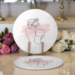 - Supla2li-7093-Gorsel1 - Realhomes Realhomes Beyaz Zeminde Bayan Desenli Dijital Baskılı Modern 2'li Yuvarlak Servis Altlığı - Supla Realhomes