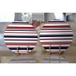 Realhomes Beyaz Zemınde Renkli Cizgi Detaylı Dijital Baskılı Modern 2'li Yuvarlak Servis Altlığı - Supla Realhomes