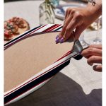 Realhomes Beyaz Zemınde Renkli Cizgi Detaylı Dijital Baskılı Modern 2'li Yuvarlak Servis Altlığı - Supla Realhomes